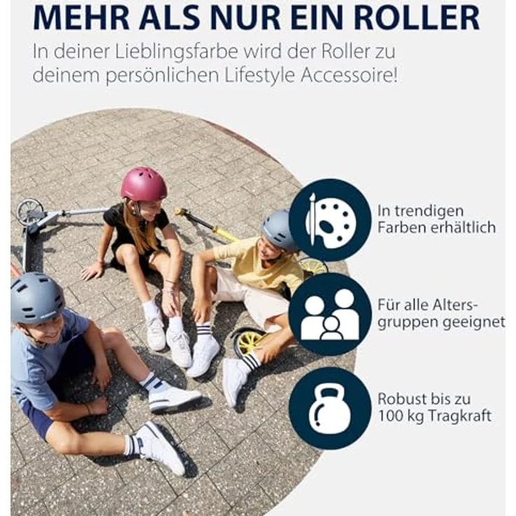 HUDORA UP 200, Scooter mit extra breitem Lenker und höhenverstellbarem Lenker, mattschwarz – Bild 6