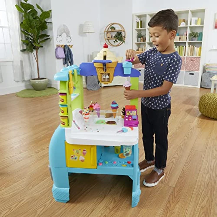 Play-Doh Kitchen Creations Großer Eiswagen, Spielset mit 27 Accessoires, 12 Dosen und realistischen Geräuschen,3 YEARS+ - Preisvergleich – Bild 4