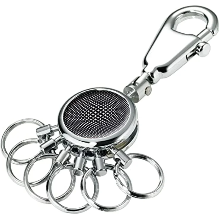 TROIKA PATENT BLACK VISION Schlüsselhalter – Karabinerhaken mit 6 ausklinkbaren Ringen – glänzendes Design, ideal zur Schlüsselorganisation – Original TROIKA – Bild 1
