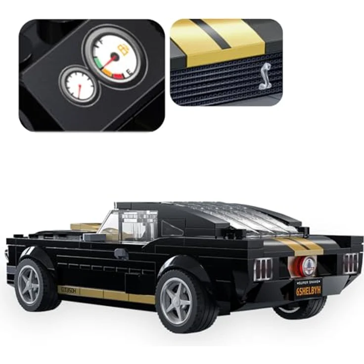 Schwarz Kitchen CaDA Shelby GT 350 H 1:24, Klemmbausteine-Set in schwarz, 285 Teile, detailgetreues Design – Bild 5