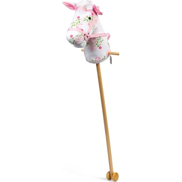 Bigjigs Toys Steckenpferd, geblümt, Höhe 970mm, geeignet für 3+ Jahre, aus hochwertigen Werkstoffen – Bild 1
