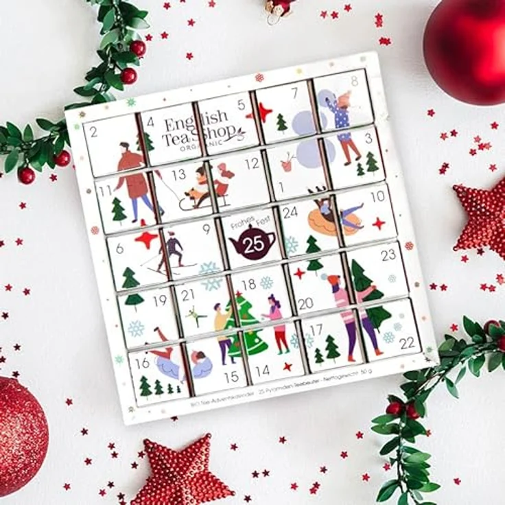 English Tea Shop ETS - Puzzle Tee Adventskalender "White Ornaments", 25 x BIO Tee in kompostierbaren Pyramidenbeuteln, 24+1 Sorten – Bild 5