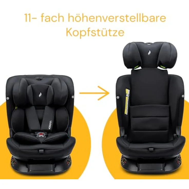 Osann Autokindersitz Floyd360, 360° drehbar mit Isofix und Top-Tether, für Kinder von 40 bis 150 cm, ab Geburt bis 12 Jahre, mit 11-fach höhenverstellbarer Kopfstütze – Bild 4