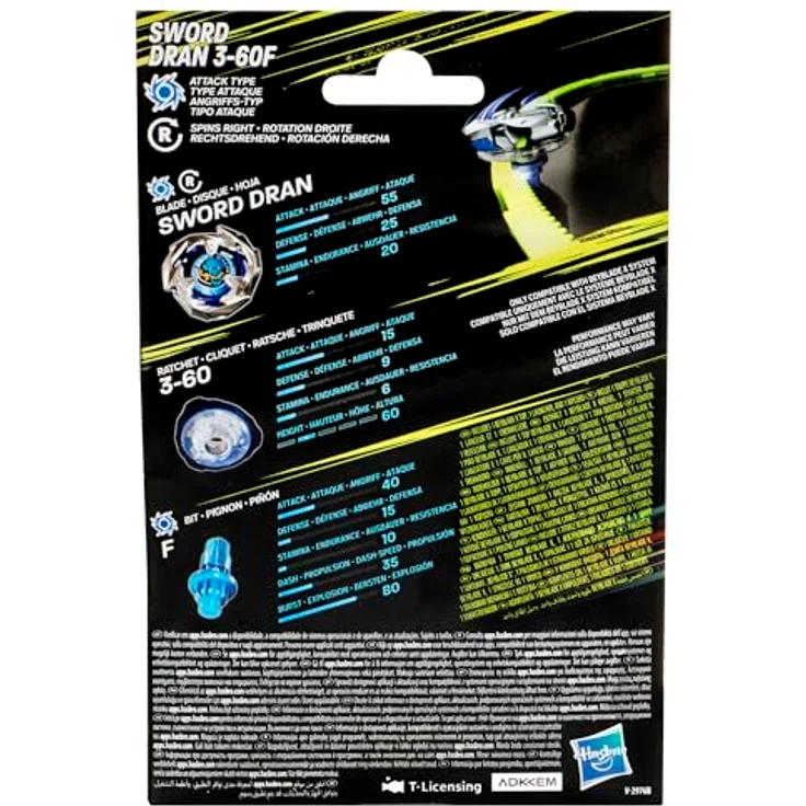 Hasbro Beyblade X Sword Dran 3-60F, Starter Pack mit X-Celerator Beschleunigungssystem, Angriffstyp und austauschbaren Teilen – Bild 5