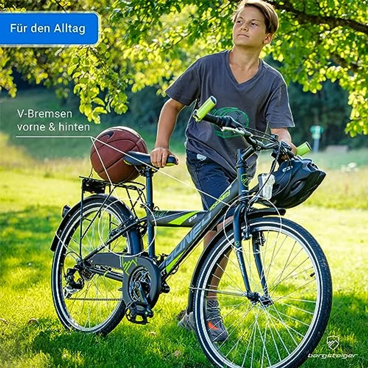 Bergsteiger Sydney 24 Zoll Kinderfahrrad, StVZO, 6 Gang-Schaltung, Jungen-Fahrrad mit Dynamo-Licht, geeignet für 6-9 Jahre, für Körpergröße 135-155 cm – Bild 3