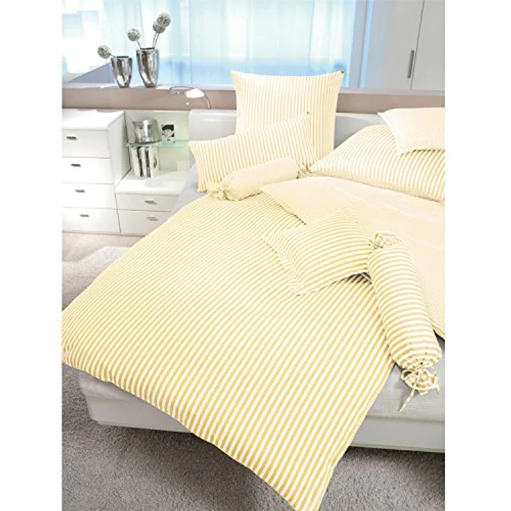 Janine Bettwäsche Modern Classic 3912 hellgelb - 13 Kissen 40x80 cm – Bild 1