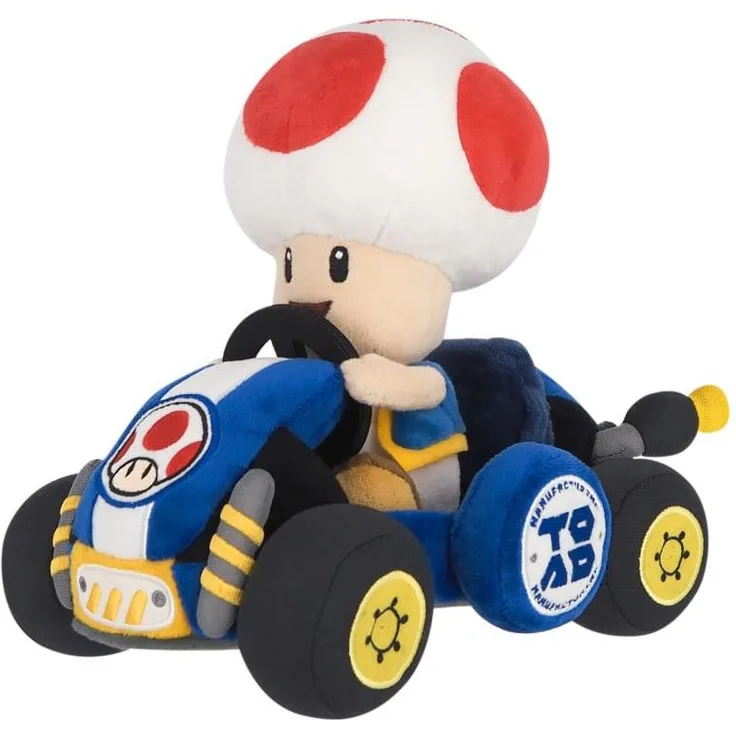 The Other Together Plus – Mario Kart World – Toad Plüschtier 27 cm, hochwertig, offiziell lizenziert, mit detailliertem Kart