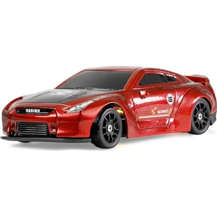 Amewi Drift Sport GTR, RC Modellauto 1:43 Elektro Sportwagen mit Allradantrieb (4WD), rot, 2,4GHz, Gyro-Stabilisierung, LED-Beleuchtung, bis zu 15 km/h – Bild 3