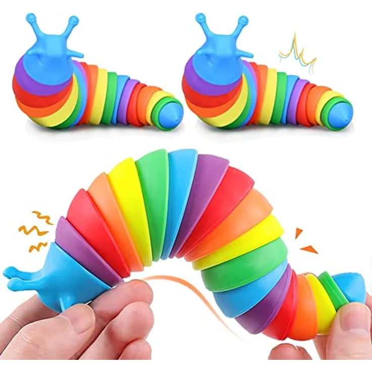 Yolistar Fidget Slug Spielzeug, 2 Stück, Flexible Dekompressionsschnecke für Kinder und Erwachsene, Stressabbau, Gartendekoration – Bild 1