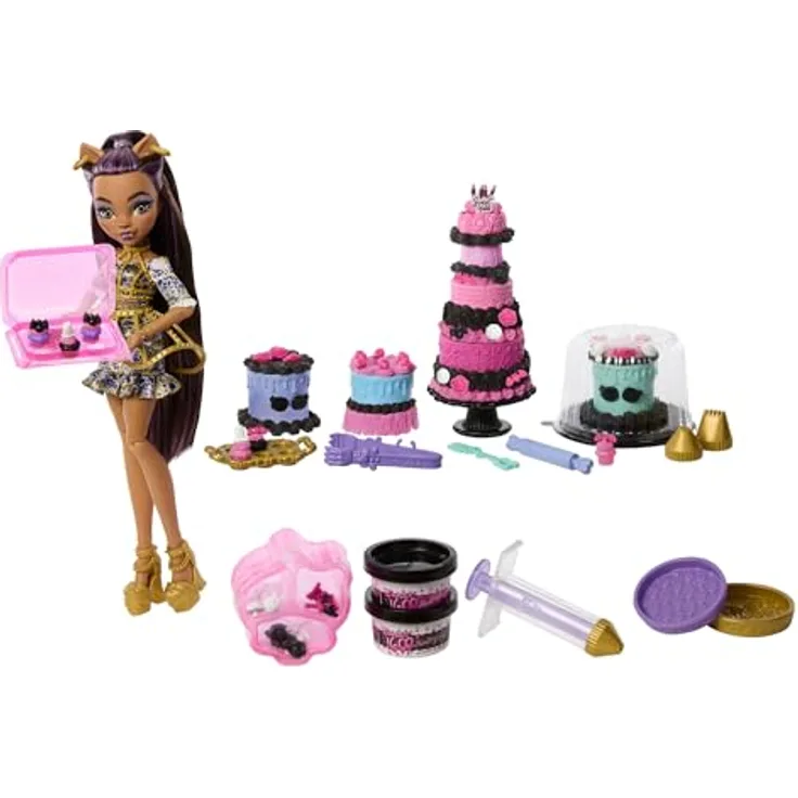 MonsterHigh™ Anziehpuppe Clawdeen Wolf, schaurig schöner Geburtstag Kuchen Set mit über 20 Zubehörteilen