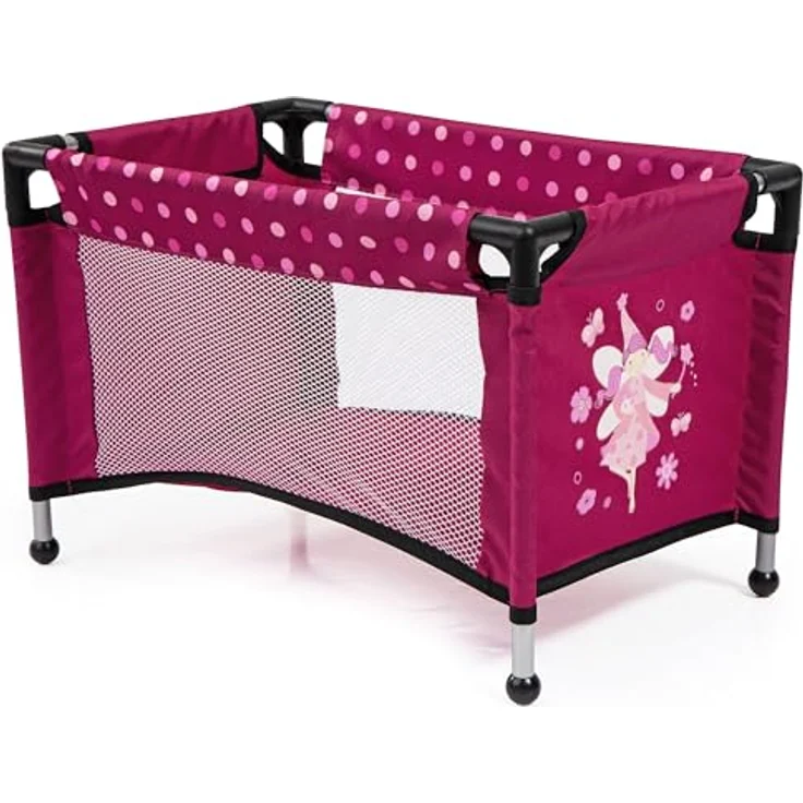 Bayer Design 17067AB Puppenwagen Xeo, Verstellbarer Griff, Schwenkschieber, Jogger, Schlafsack, Puppenbett, Zubehör, Bordeaux, Rosa – Bild 2