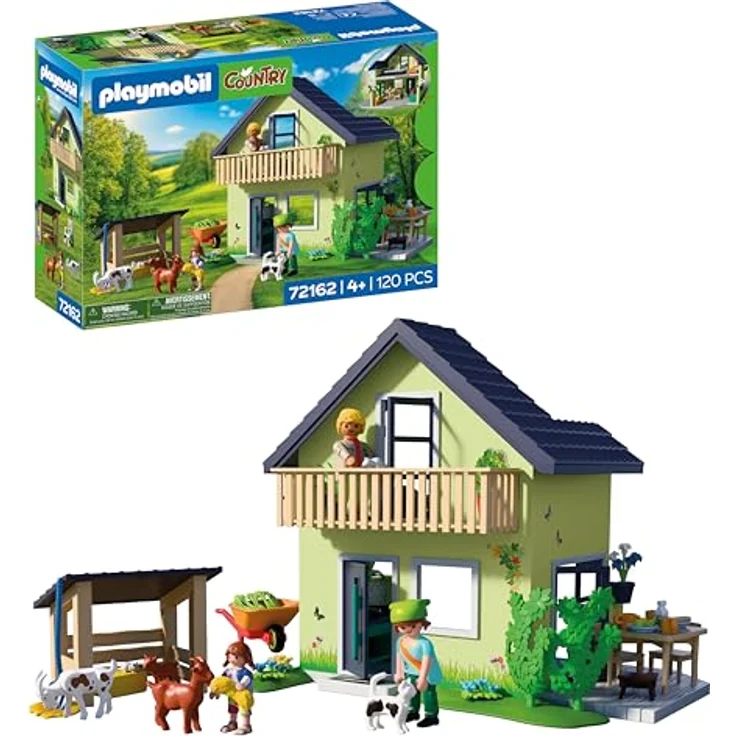 Playmobil Farmhouse, Bauernhaus-Spielset mit Wohnzimmer, Küche, Balkon und Tieren, Modell 72162 – Bild 1