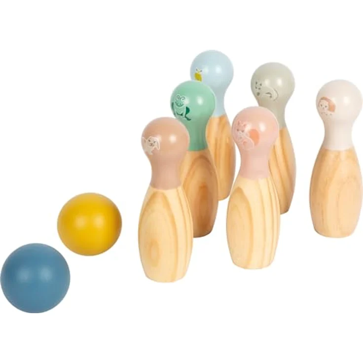 small foot Bowling „Garden Buddies“, Kegelspiel aus Holz mit Tiermotiven für Kinder ab 3 Jahren, inkl. Aufbewahrungsbeutel, 12644 – Bild 3
