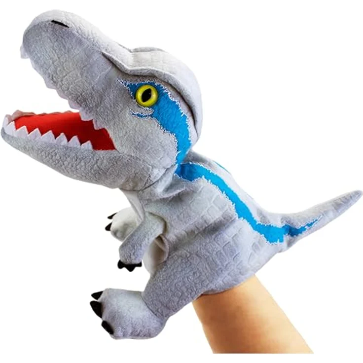 LOMTRATS Dinosaurier-Handpuppen Set, Triceratops und Tyrannosaurus Rex mit beweglichen Mündern, ca. 30 cm, Plüsch Spielzeug für Geschichtenerzählen und motorische Förderung – Bild 1