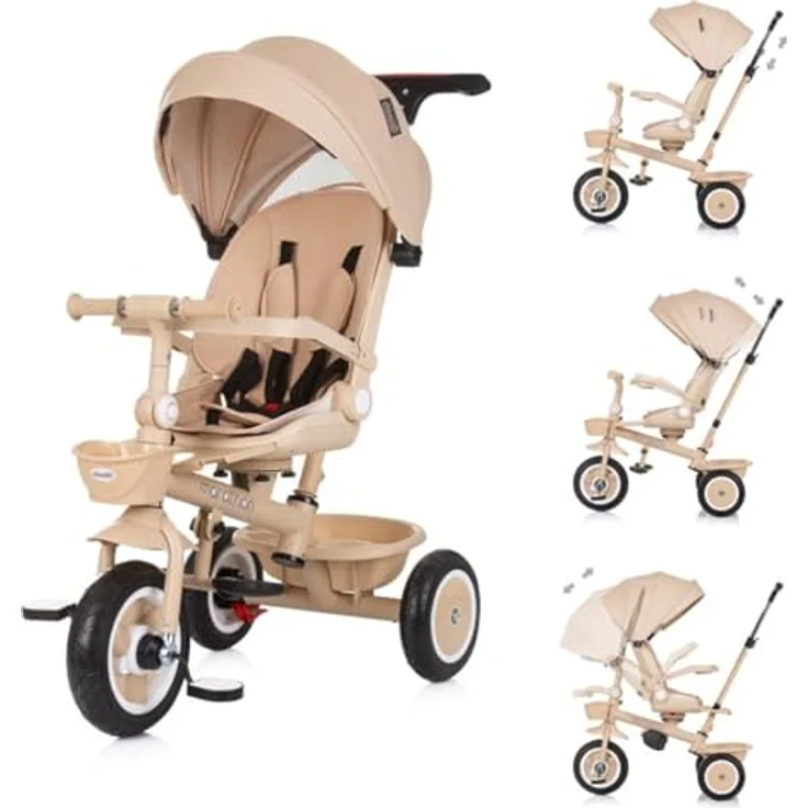 Chipolino Tricycle Marathon 2 in 1, Dreirad mit umkehrbarem Sitz, Höhenverstellbarem Schiebegriff, Gummirädern und Sonnendach – Bild 1