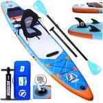 DURAERO Inflatable SUP-Board Stand up Paddle Board, 330x76x15cm, bis 150kg, inkl. Drei Finnen und Kajak Sitz, blau