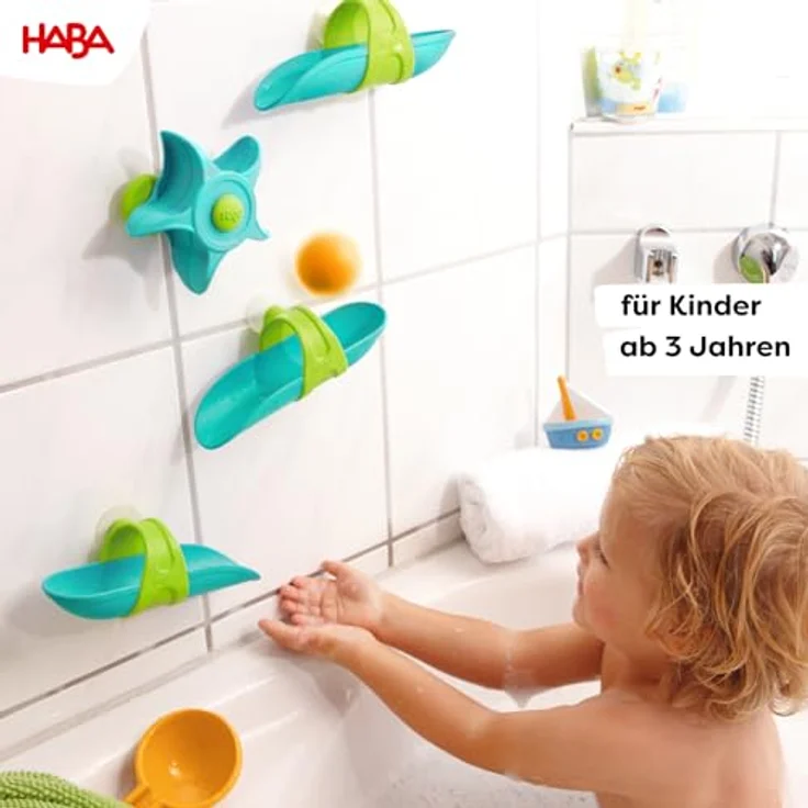 HABA Kugelbahn Badespaß-Wasserstrudel, buntes Badewannenspielzeug mit Saugnäpfen, Wasserspielzeug für Kinder ab 3 Jahren – Bild 5