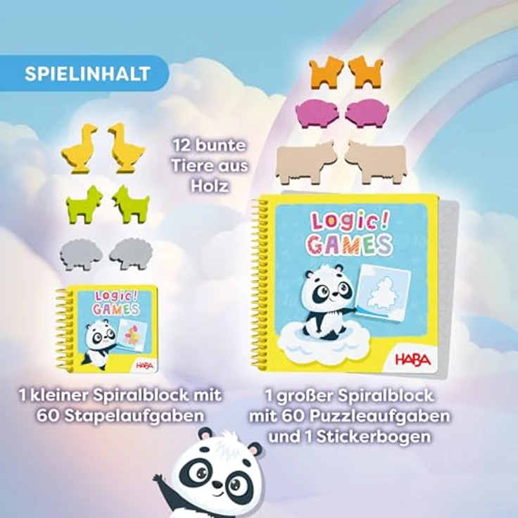 HABA Logic! Games – Baos Wolkenland – Legepuzzle & Stapelspiel mit 60 Aufgaben in verschiedenen Schwierigkeitsgraden, ab 3 Jahren – Bild 5