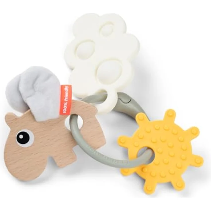 Done by Deer Sensorischer Aktivitätsring Happy Clouds Farbmix, Beißring mit verschiedenen Texturen, Farben und Formen, empfohlen ab 3 Monaten – Bild 1