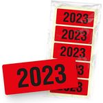 itenga 50x Jahresetiketten Ordner Inhaltsschild Jahreszahl I Aufkleber für Akten selbstklebend aus Haftpapier Rechteckig 6x2,5cm (Kalenderjahr 2023 rot)
