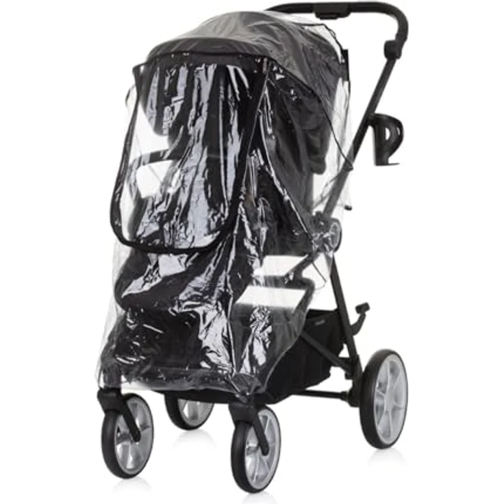 Chipolino Kinderwagen Regenschutz universal, transparente Regenhaube für alle Einsitzer, wind- und regenfest, platzsparend verstaubar – Bild 1