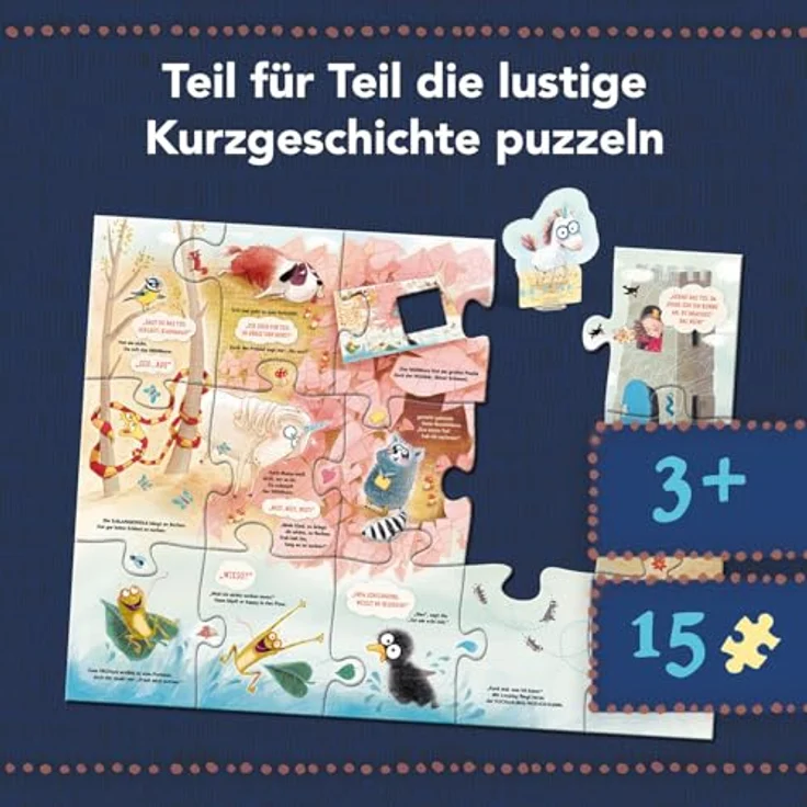 Kosmos 684808 Mein erstes Story-Puzzle NEINhorn, Puzzle mit 15 Teilen für Kinder ab 3 Jahren, inklusive 3D Aufsteller und exklusiver Kurzgeschichte von Marc-Uwe Kling – Bild 5