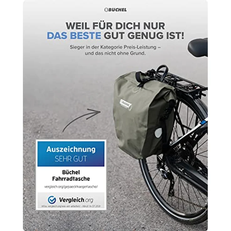 Büchel Fahrradtasche für Gepäckträger I 25.4 L - 100% Wasserdicht I mit Tragegriff und Schultergurt I fahrradtasche gepäckträger, gepäckträgertasche, fahrrad taschen hinten – Bild 2