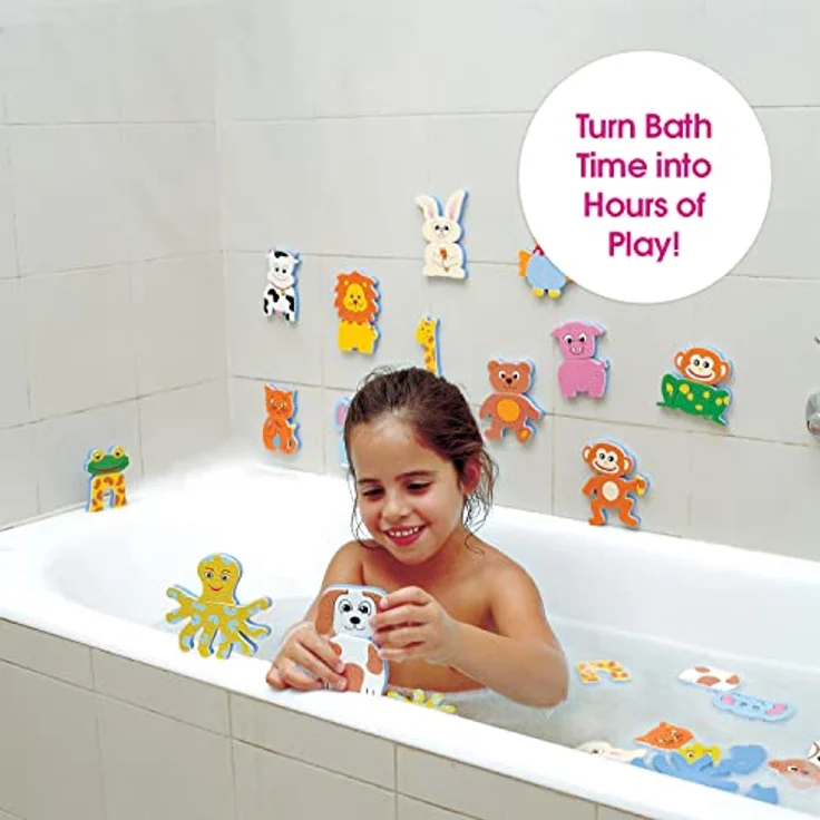 Edushape Blandet dyr til badet, 26-teiliges Babyspielzeugset im Eimer für Kinder ab 36 Monaten – Bild 5
