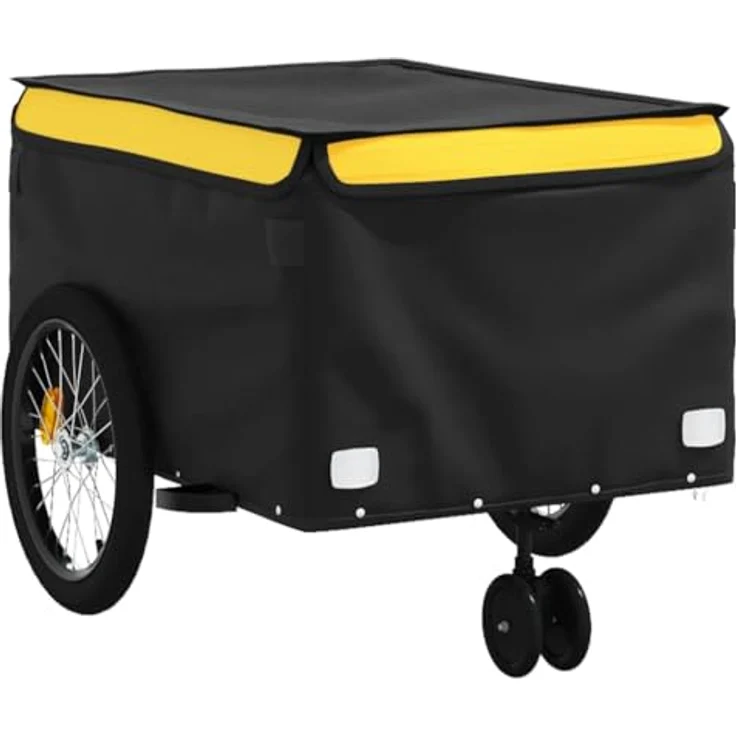 vidaXL Fahrradlastenanhänger Fahrradanhänger Schwarz und Gelb 45 kg Eisen, Robustes Material, Praktisches Design, Cleveres Design – Bild 7