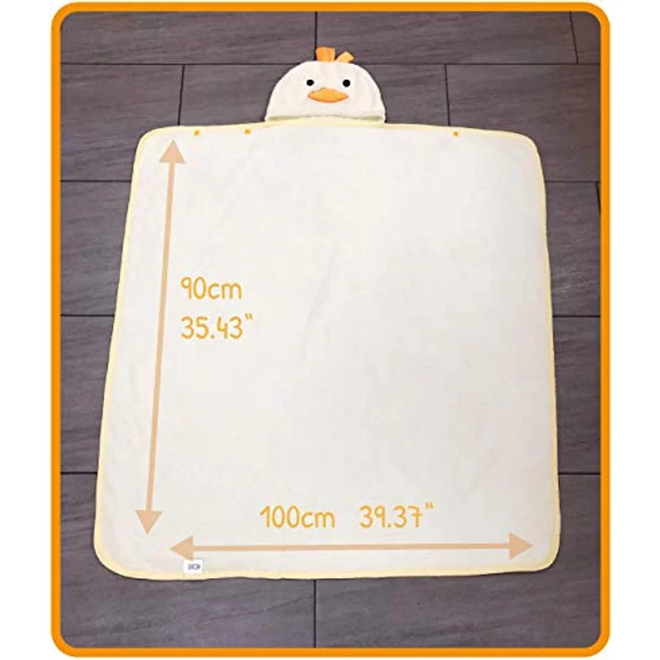 HECKBO Baby Handtuch Kapuze Küken inkl. Waschlappen, ab 0 Jahre, Neuheit: 2 Druckknöpfe, Baby Geschenk Mädchen Jungen, weiches saugfähiges Material 90x100cm Kinder Badetuch Bademantel Kapuzenhandtuch – Bild 2