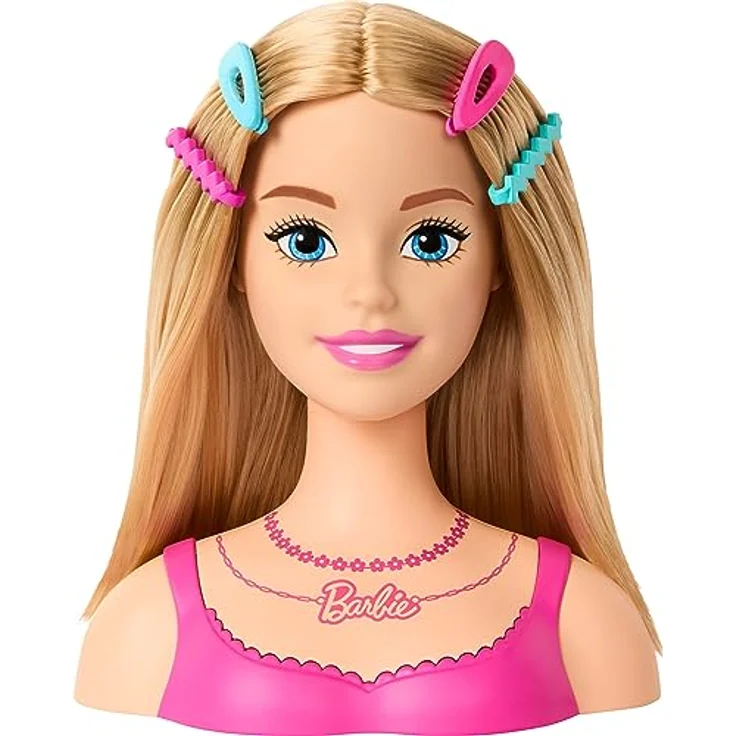 Barbie Deluxe Styling-Kopf, blonde Anziehpuppe mit 19 Accessoires und Haarbürste, HMD88 – Bild 7