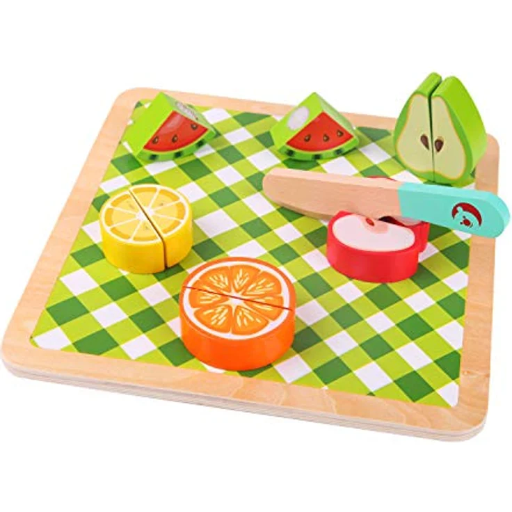 Classic World Set zum Schneiden von Früchten, Mehrfarbiges Holz-Küchenzubehör für Kreativität, Vorstellungskraft, Kognition und Sensorik, 2-6 Jahre – Bild 2