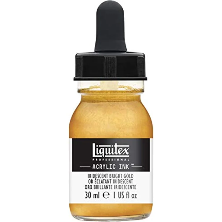 Liquitex Professional Acrylfarben Ink, 30 ml, hochpigmentierte Airbrushfarbe in irisierendem hellem Gold, wasserfest und vielseitig einsetzbar – Bild 1