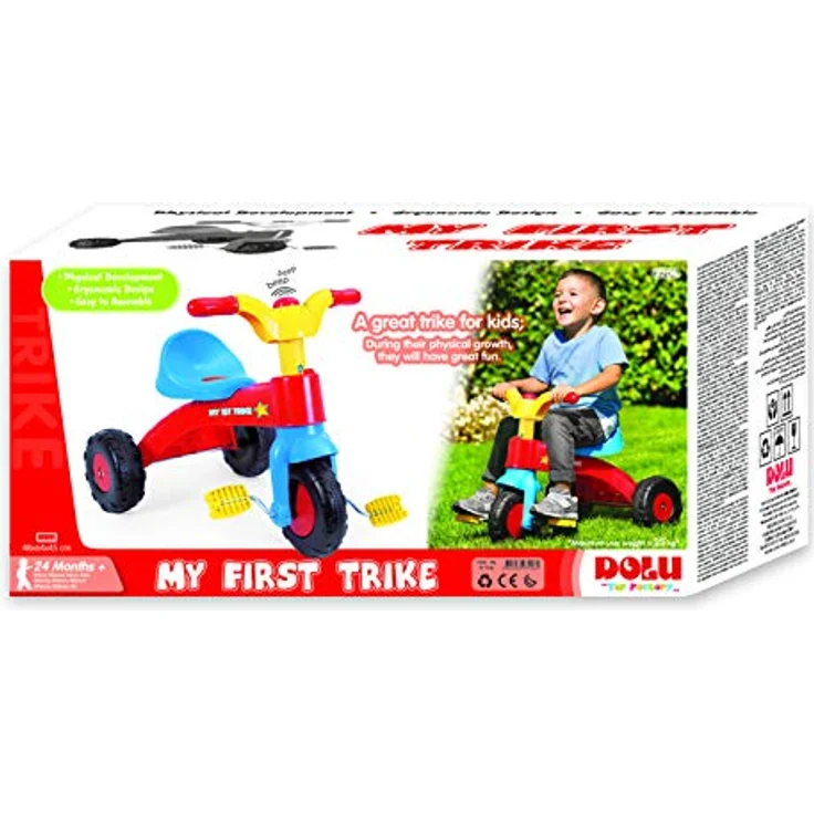 DOLU Mein erstes Pedaltrike, Dreirad für Kinder ab 24 Monaten, grün/gelb mit Anti-Rutsch-Pedalen und robustem Design – Bild 3