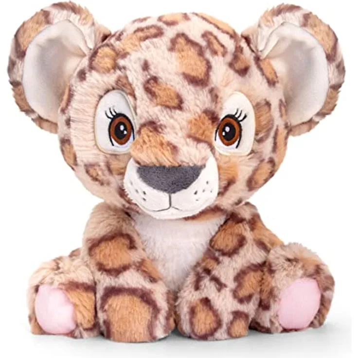 tachi Stofftier Leopard beige braun, Große Kuscheltier Raubkatze 25 cm, Sitzendes Stofftier
