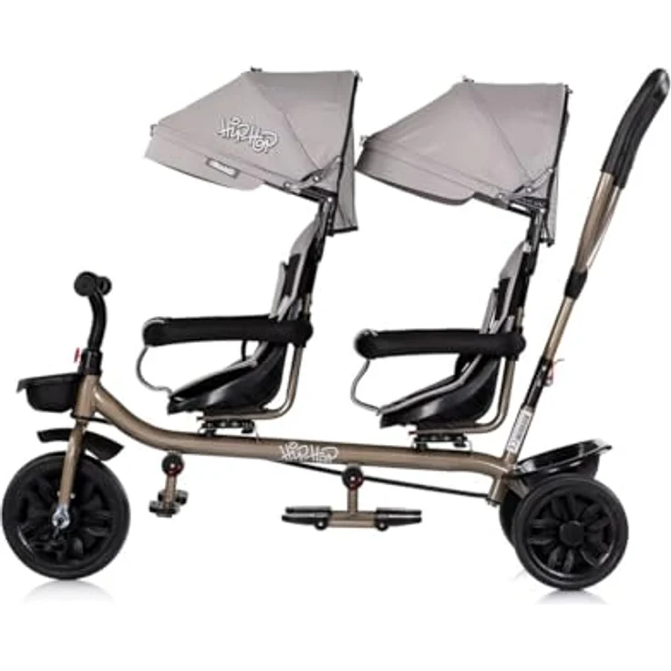 Chipolino Zwillingsdreirad Hip Hop, für zwei Kinder bis 40 kg, Sitze 360° drehbar, hellbraun – Bild 3