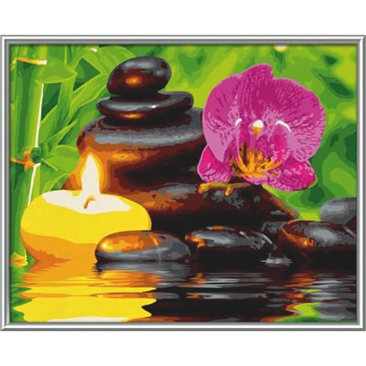 Schipper Malen nach Zahlen Meisterklasse Klassiker, Relax, beruhigendes Motiv mit Orchidee und Wasserreflexion, Made in Germany – Bild 3