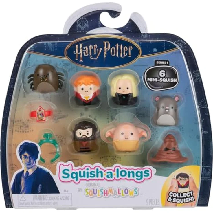 Squishmallows Harry Potter Squish-a-longs, 9er Figuren-Set mit Ron Weasley, Dobby, Hagrid und Zubehör, für Kinder ab 6 Jahren – Bild 1