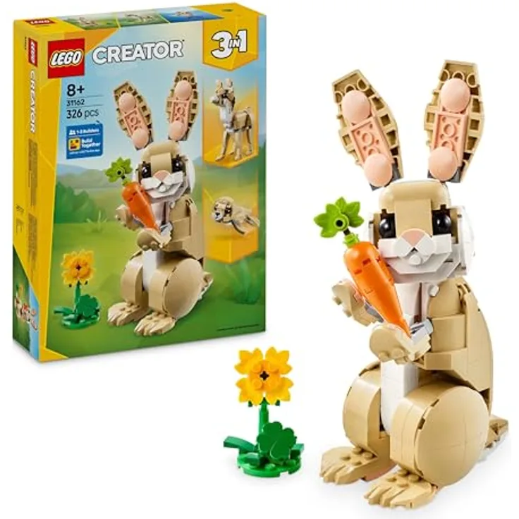 LEGO Creator 3in1 Häschen - Modell umbaubar in eine Lama Figur oder Spielzeug Robbe - Bauset mit Tieren für Kinder - Geburtstagsgeschenk für Mädchen und Jungen ab 8 Jahren 31162