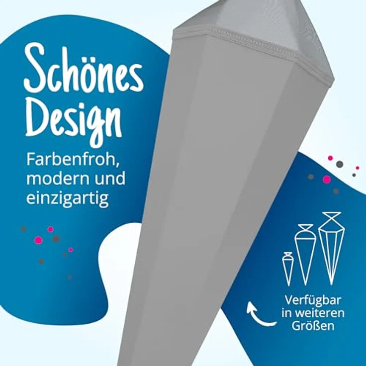 itenga Bastelschultüte Schultütenrohling Zuckertüte Schultüte eckig 85 cm mit Tüllverschluss (grau) – Bild 7
