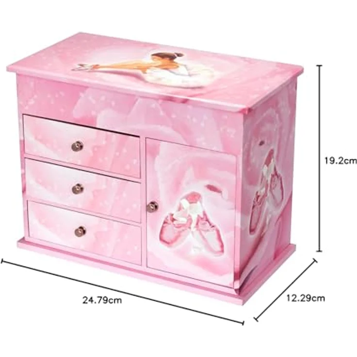 Trousselier Spieluhr Schmuckkommode mit Musik, Ballerina und drei Schubladen, rosa – Bild 2