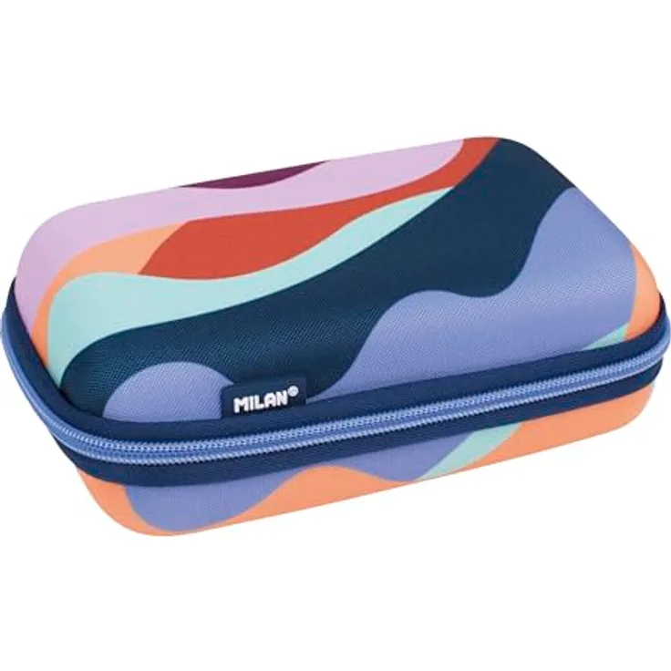 MILAN® Set halbstarr, 2 Federmäppchen Serie The Fun, Mehrfarbig mit 9 Schreibutensilien und Netzinnentasche