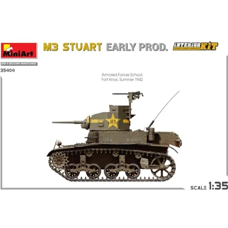 Other 1:35 M3 Stuart, Modellfahrzeug Kit mit Interior und beweglichen Kettengliedern, 7 Varianten Decals – Bild 10
