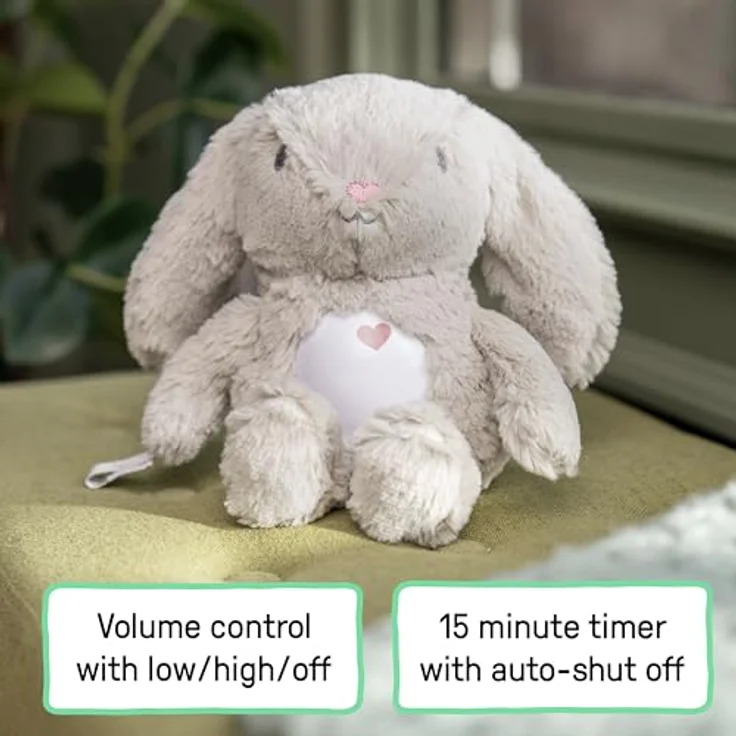 Ingenuity Sylvi Cuddle Pal, Baby Beruhiger mit Schrei-Aktivierung, 10 Beruhigende Melodien, Plüsch Hase, ab 0+ Monaten, mit leuchtendem Bauch in 5 Farben – Bild 3