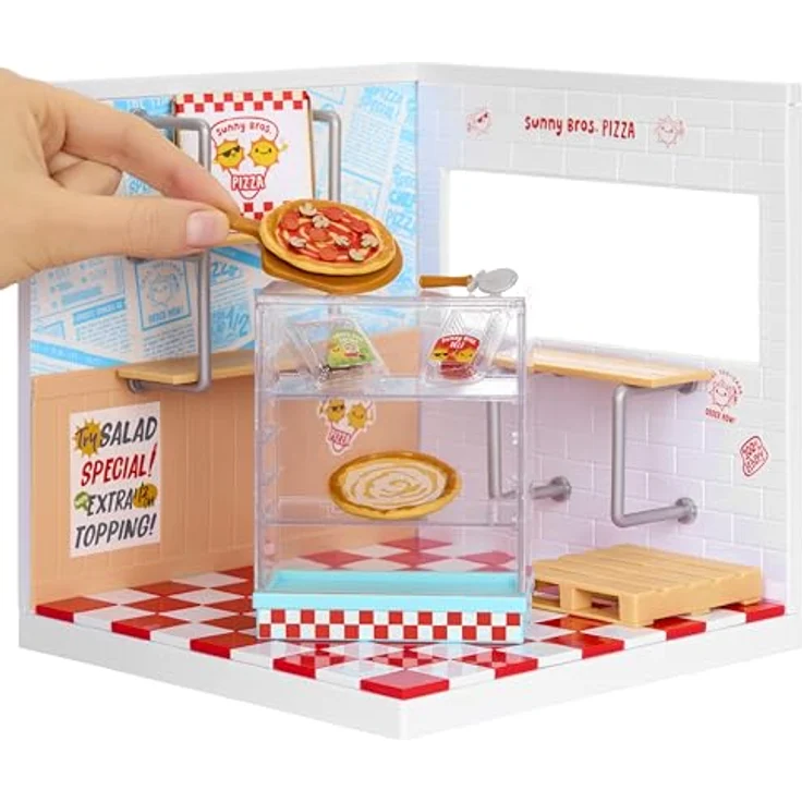 MGA ENTERTAINMENT Miniverse - Spaces Starter Pack, Kreativset für individuelle Kulissegestaltung mit Zubehör für Pizza-Thema – Bild 2