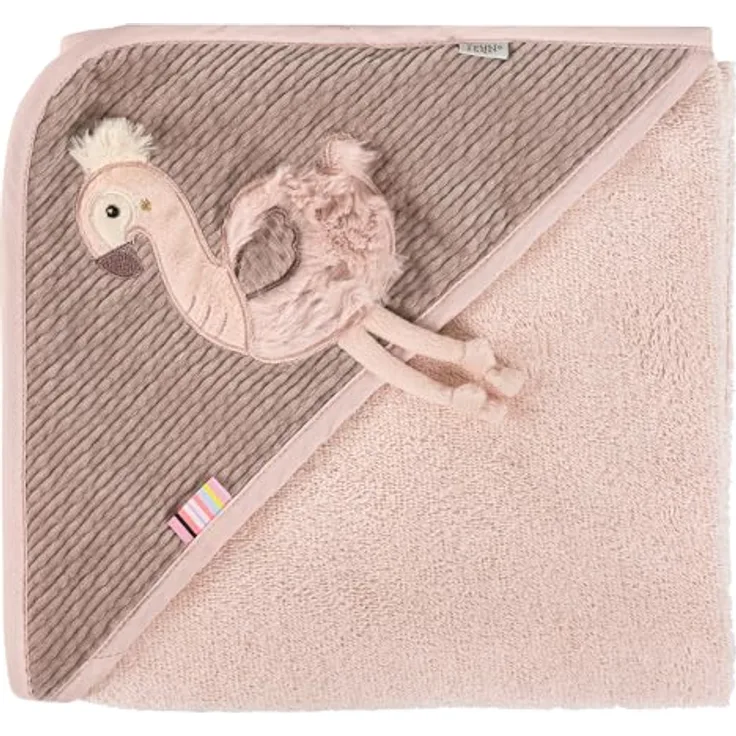 Fehn Kapuzenbadetuch Flamingo, Bade-Poncho aus Frottee mit Kapuze, saugstark & pflegeleicht, 80 x 80 cm, für Babys und Kleinkinder ab 0+ Monaten