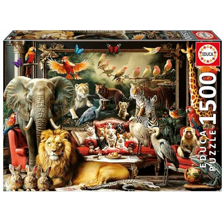 Educa Die Tiervilla, 1500 Teile Puzzle für Erwachsene mit Fix Puzzle-Kleber, 85 x 60 cm, ab 14 Jahren – Bild 1