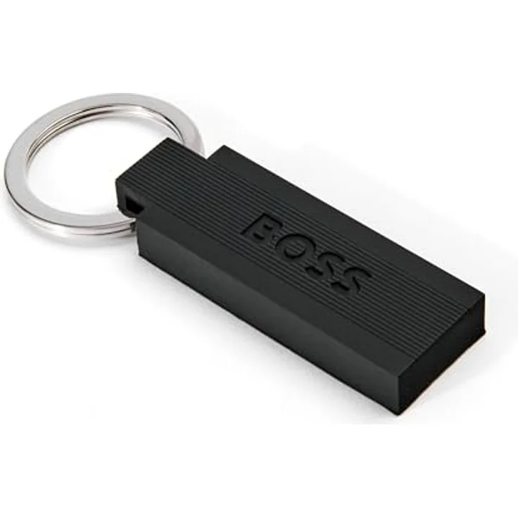 BOSS Schlüsselanhänger Iconic, Silikon schmal, schwarz mit Schlüsselring und HUGO BOSS Logo – Bild 2
