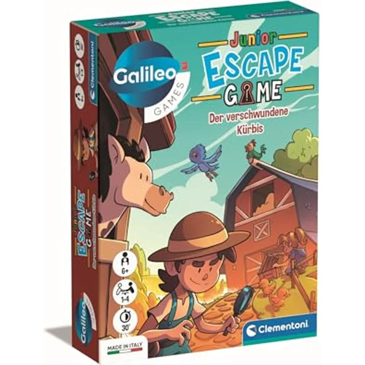 Clementoni Galileo Escape Game Junior - Der verschwundene Kürbis - Escape Spiel für Kinder ab 6 Jahren, Rätsel- und Detektivspiel für die ganze Familie – Bild 1