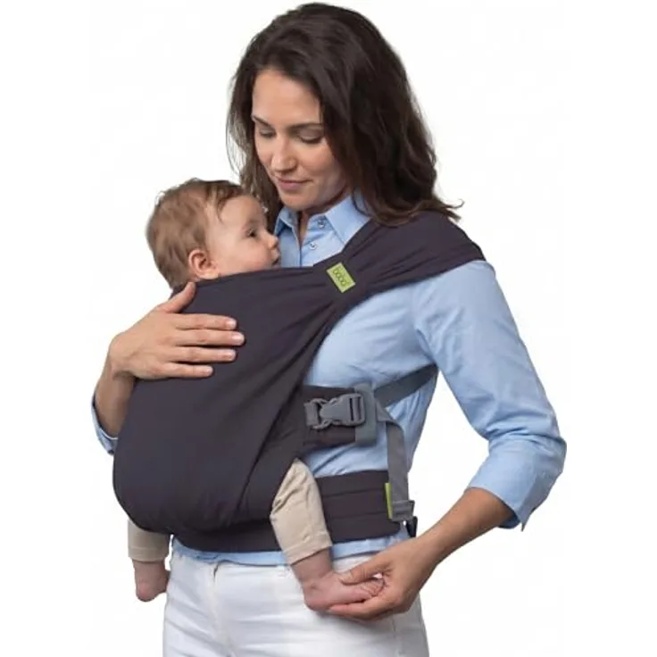 Boba Pre-Wrapped Baby Wrap Carrier, 2-in-1 Tragehilfe mit Buckle, leicht und atmungsaktiv für Neugeborene bis 35lb, Charcoal